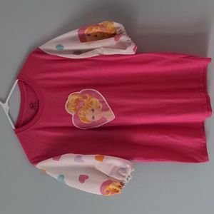 Barbie puff sleeve top upcycled materials hearts